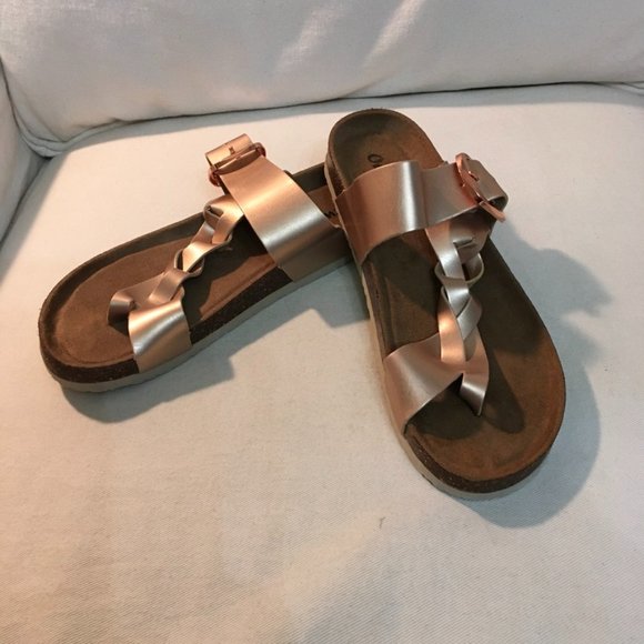 NWOT Outwoods Bork 67 Rose Gold Braided Sandals - Picture 2 of 7